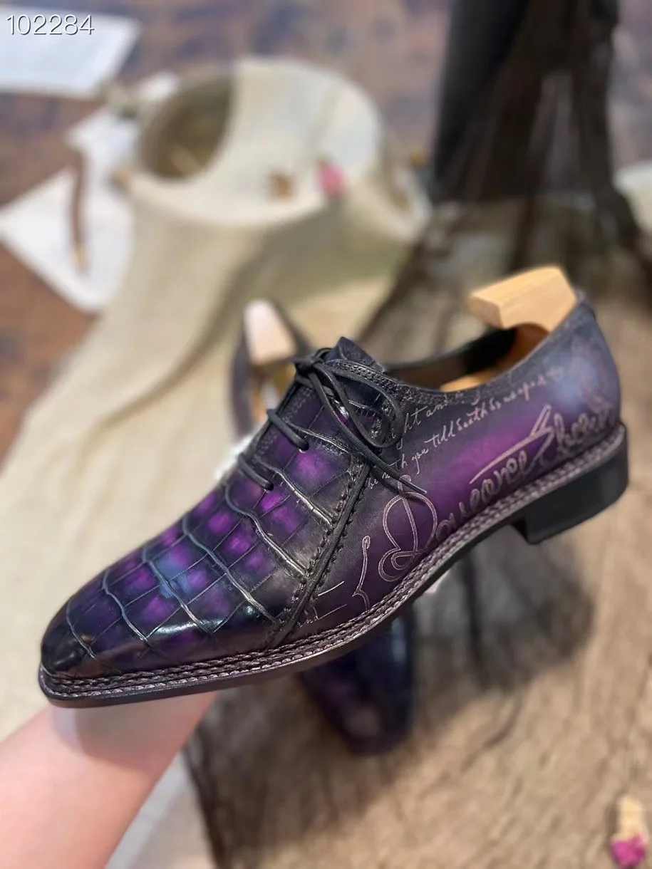 Мужские свадебные туфли Sipriks из крокодиловой кожи