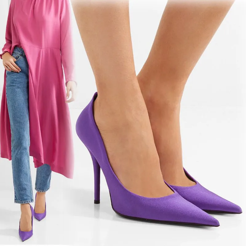 

Туфли-лодочки женские шелковые, на высоком каблуке 10,5 см