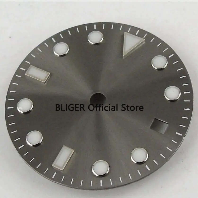 

Bliger 28.5mm gray sterile watch dial luminous dial fit ETA 2836/2824 Miyota 8205 8215 821A Mingzhu DG2813/3804 movement