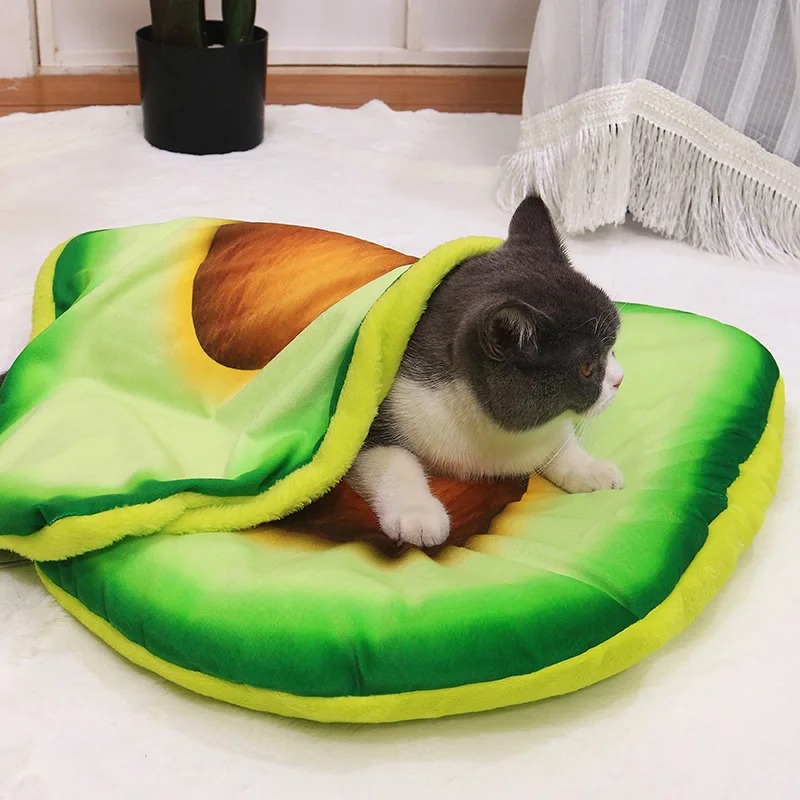 Cartoon Pet Bed Dog Pets Cat Mat for Dogs Blanket Kennel Teddy Four Seasons Durable Soft Toast Bread and Poached Eggs Pizza Mats
