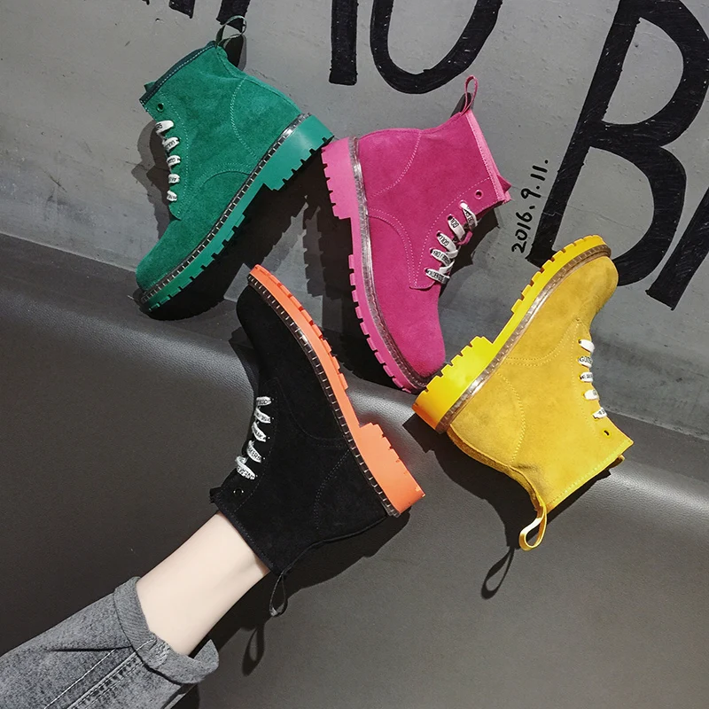 Ботинки martin; женские осенние тонкие ботинки в британском стиле; коллекция года; Цвет Красный; Новинка; сезон весна-осень; Осенняя детская обувь