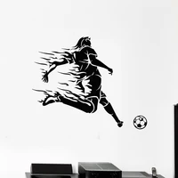 Football Player Vinyl Wall Decal Soccer Player Man Sports Fan Ball Team Game  Window Sticker Boys Bedroom Wallpaper M265