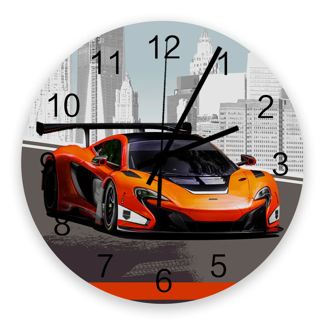 

12-дюймовые модные часы, городские спортивные автомобили, домашняя искусственная кожа, простые бесшумные декоративные настенные часы для го...