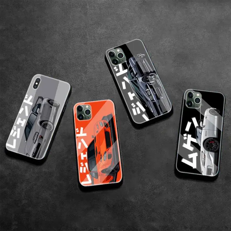 

JDM Tokyo Drift Sports Car Phone Cases Tempered Glass For Iphone6plus 6S 7 7plus 8 X XS XSmax XR 11 12 Pro Max 12mini