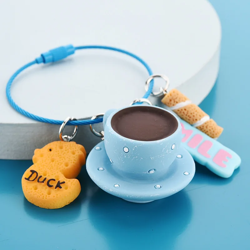 New Cartoon Mini Coffee Cup Keychain Creative Personality Trend Charm Key Chain Ladies Bag Fashion Mobile Phone Car Keychain