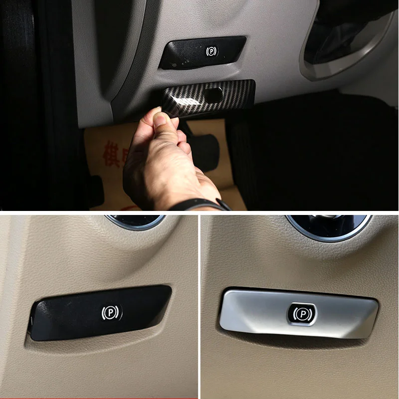 

Car Carbon Fiber texture Center Control P Button Brake Switch Cover Frame Sticker Trim For Mercedes Benz C Class W204 2008- 2014