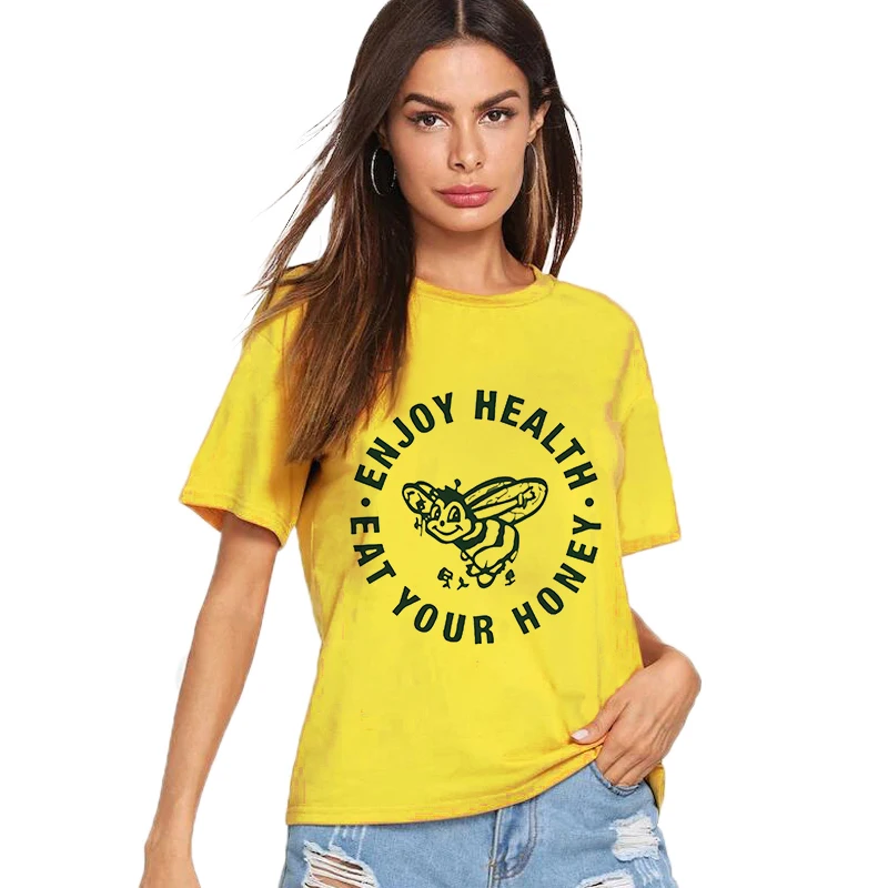 

Harry Styles T-shirt Harajuku Kawaii Style Women's Tshirts Enjoy Health Eat Your Honey Oversize Mujer Camisetas Y2k Goth Top