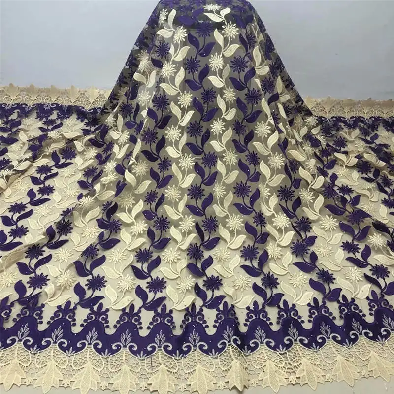 

african lace fabric 2019 high quality lace french mesh fabric beaded stones nigerian swiss lace fabrics for dress ! DF72698