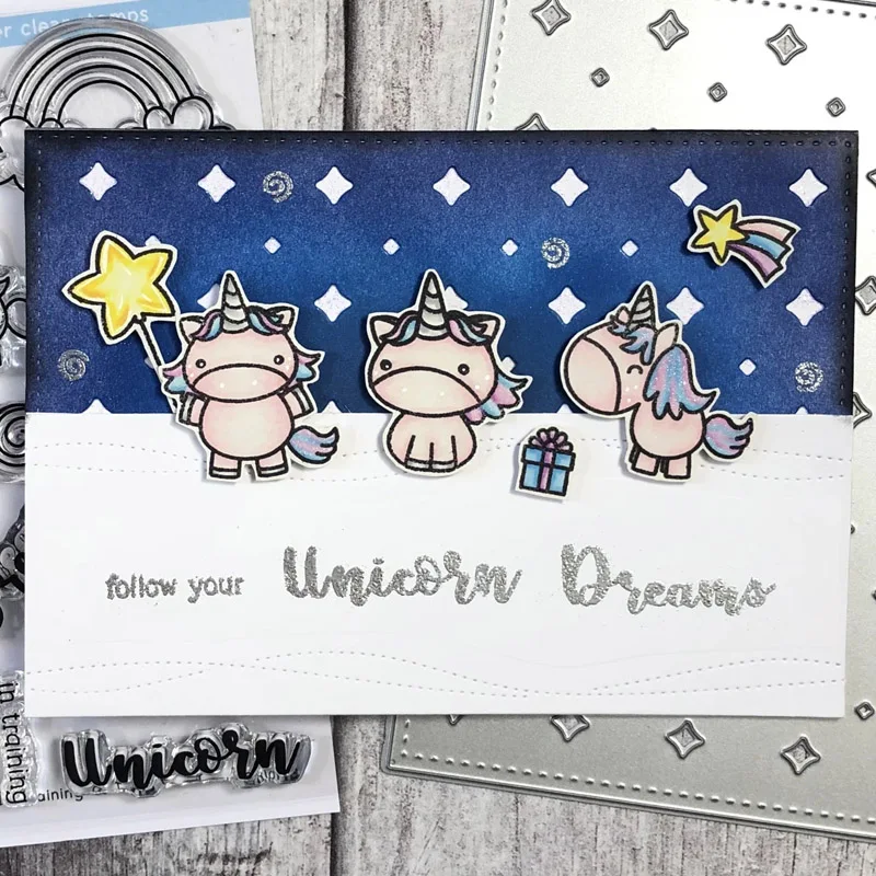 QWELL Happy Unicorn металлические режущие штампы с прозрачными штампами радужные конфеты