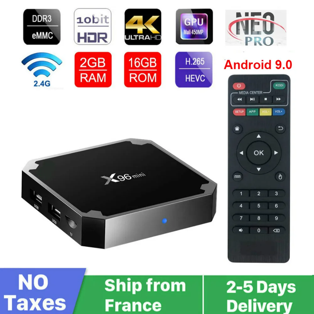 Оригинальная Смарт ТВ приставка X96 mini NEOTV Pro Android 9 0 Доставка из Франции S905