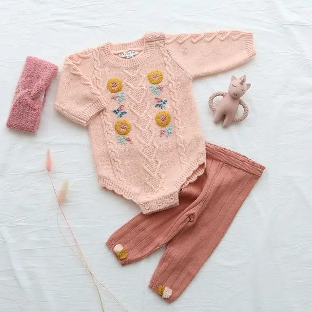 

Baby Girls Leggings 2021 Autumn Kids Solid Color Knitted Pants Cute Cartoon Children Tights Toddlers Sisters Outfit Clothing