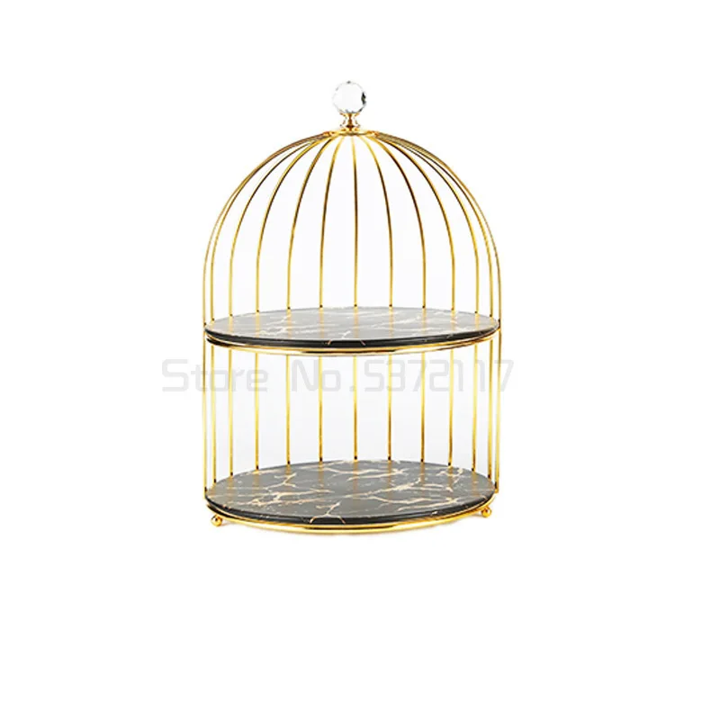 

Birdcage Iron Art Ceramic Cake Stand Dessert Table Decoration Display Stand Multi-tier Tray Afternoon Tea Dessert Snack Rack