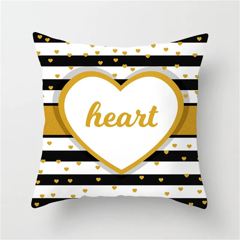 Fuwatacchi белая полосатая подушка крышка Золотое Сердце Печатные Чехлы на