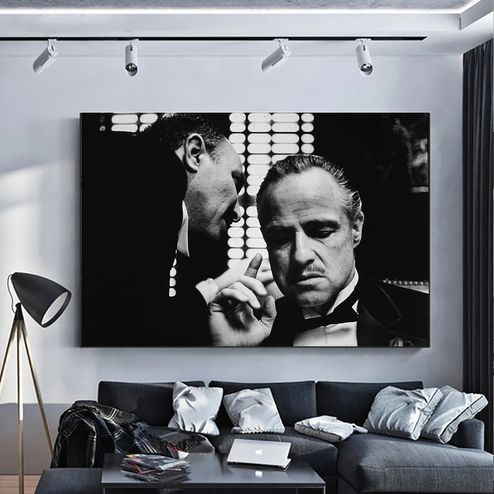 

Черно-белый постер крестного отца, настенное искусство, холст, ретро фильм Крестный отец, холст, фотографии, квадратный Декор