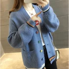 Женский вязаный кардиган с V-образным вырезом