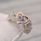 Huitan 2021 трендовые двухцветные любовные кольца для женщин Роскошные модные аксессуары для девочек кольца вечерние в форме сердца эффектные ювелирные изделия Прямая поставка