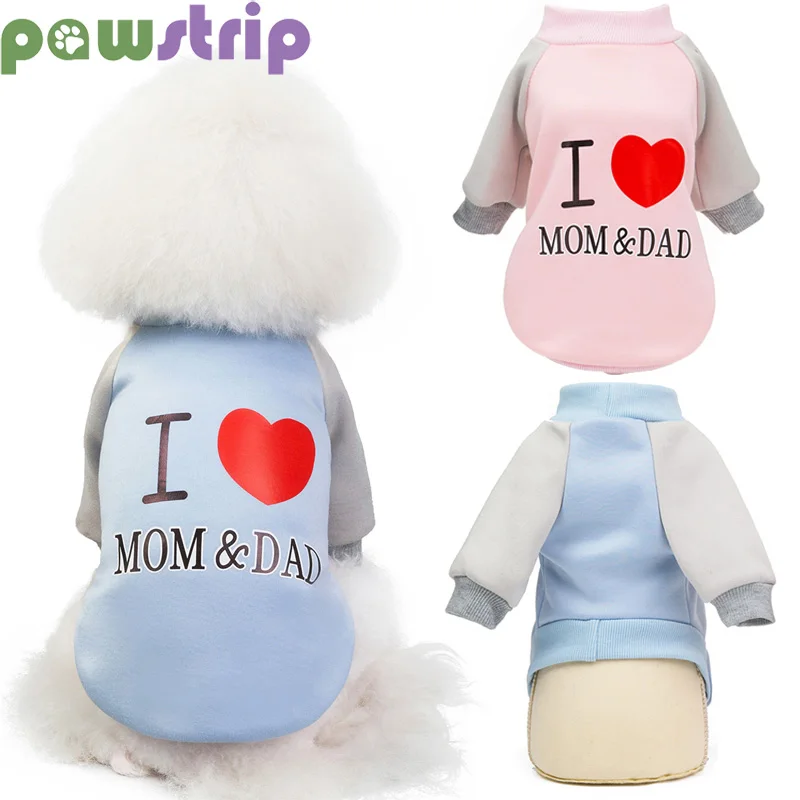 I Love Mom & Dad Dog одежда зимнее пальто для собак теплая куртка домашних животных