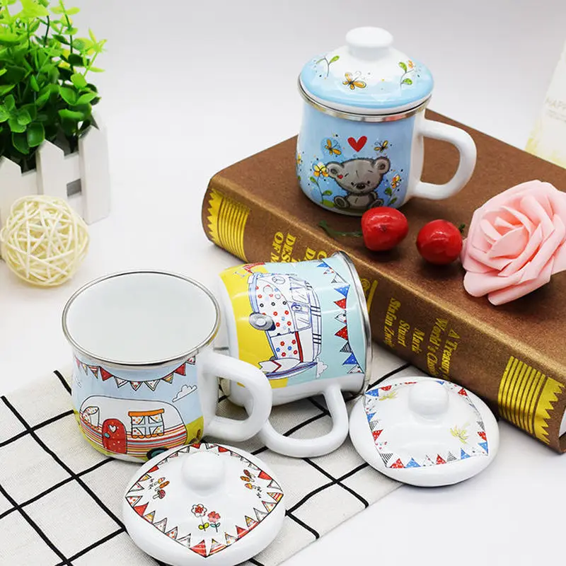 Креативная эмалированная детская чашка для завтрака молочный чай йогурта питья