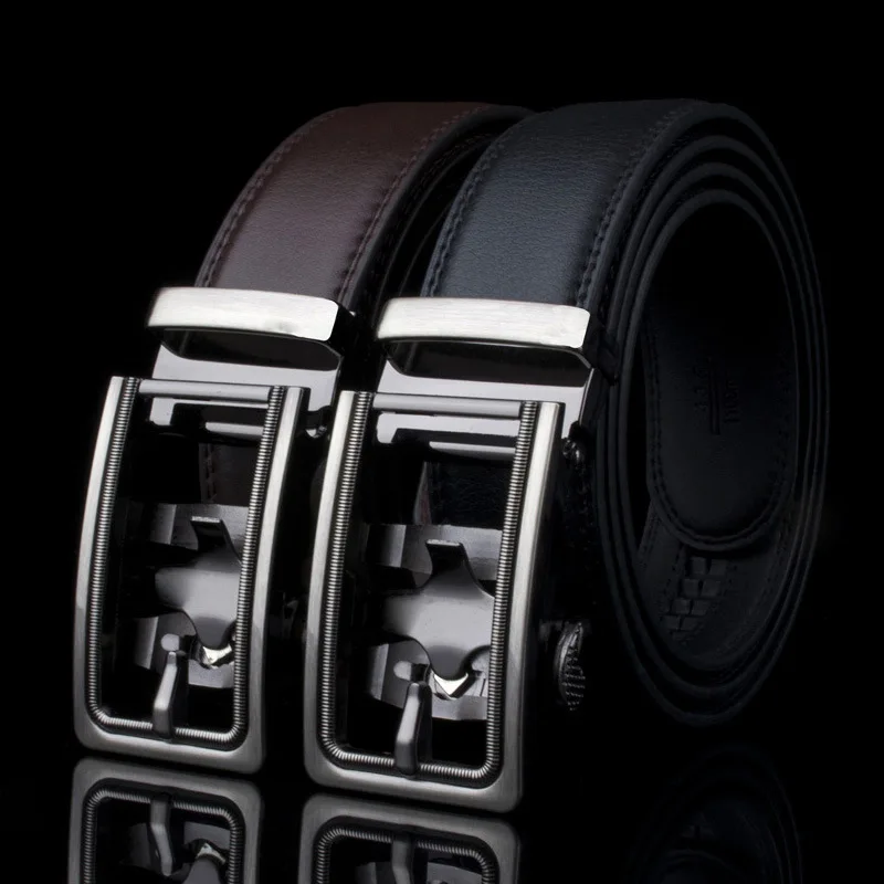 Leather Fake Pin Buckle Belt Automatic Buckle Men's Business Casual Clip Buckle Belt