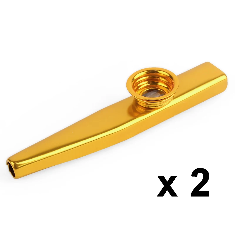 Gold 2 шт. 6 видов цветов Алюминиевый сплав Металл Kazoo диафрагма рот флейта губная гармоника детский подарок для вечеринки для детей любителей музыки на выбор - Цвет: Gold