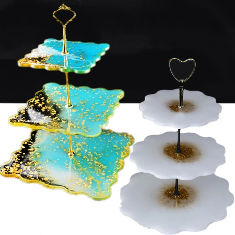 

Three-Layer Resin Mold Fruits Stands Tray Casting Silicone Mould Dessert Platter Storage Box DIY Making Tool