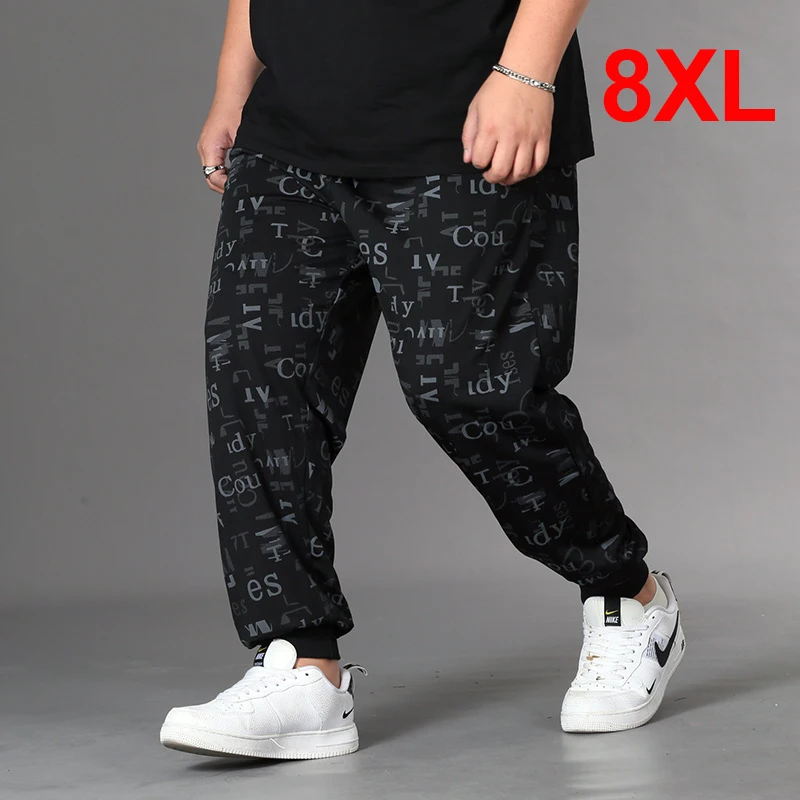 

Big Size Joggers Sweatpants Men 7XL 8XL Pants Fashion Casual Harem Pant Letter Print Trousers Plus Size Male Elastic Waist HX592