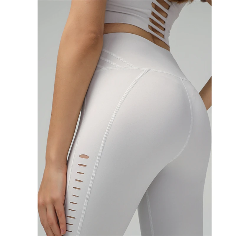 Белые Спортивные Леггинсы Oyoo с высокой талией для йоги нейлоновые спортивные не