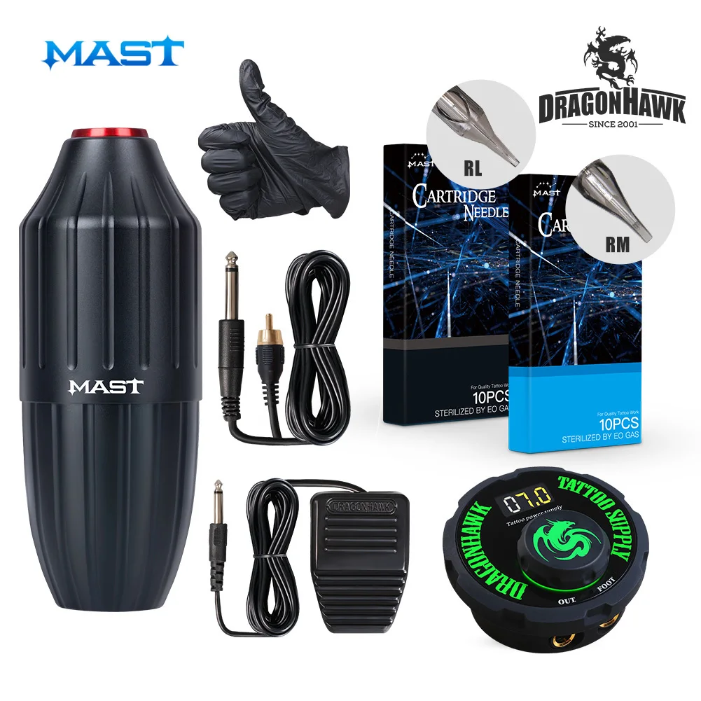 Top Dragonhawk тату Мачтовый двигатель вращающаяся машинка для ручки набор источник