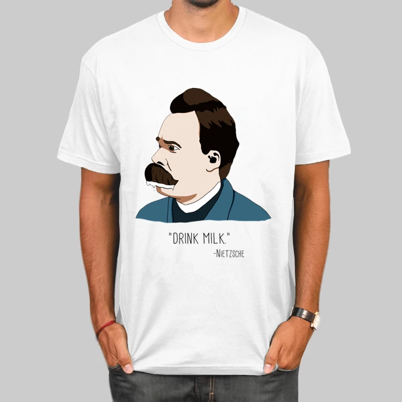 Мужская футболка с принтом Friedrich Nietzsche повседневные мужские футболки круглым