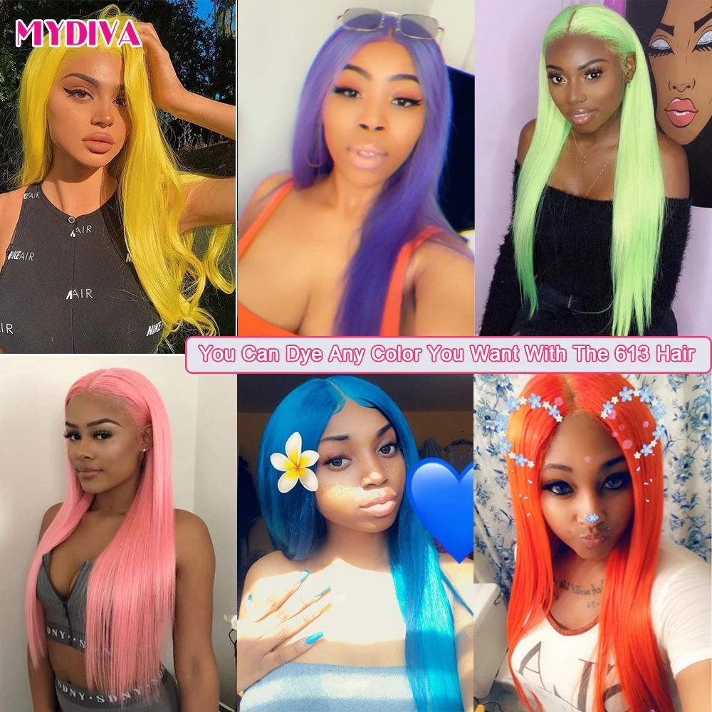 

Middle Part 13x1 Lace Front Human Hair Wigs Brazilian Straight Human Hair Wigs Honey Blonde Frontal Wig Yellow Blue Pink Remy