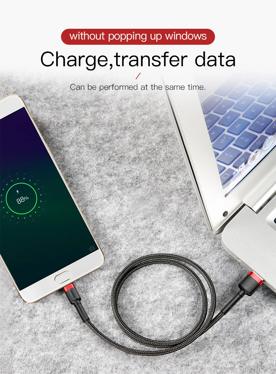 Baseus Micro USB кабель 2.4A Быстрая зарядка для samsung J7 Redmi Note 5 Pro Android мобильный телефон USB Micro кабель зарядное устройство Шнур для передачи данных
