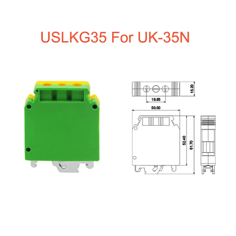 1 шт. заземляющие клеммные колодки USLKG35 DIN-рейка винтовой Клеммник UK35B/N