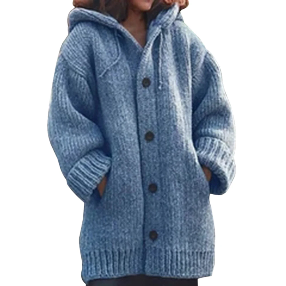 

Littlerossa Winter Warm Knitted Cardigan Women Sweaters Coat Casual Button Down Hooded Sweater Fashion Loose Outerwear Clothes