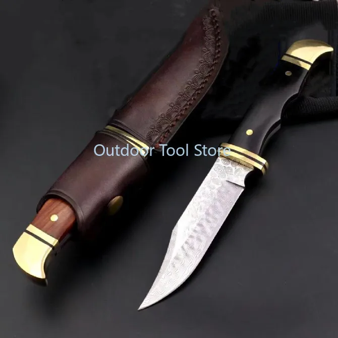 Юбилей фиксированной Балде Ножи дамасский нож деревянной ручкой охотничий