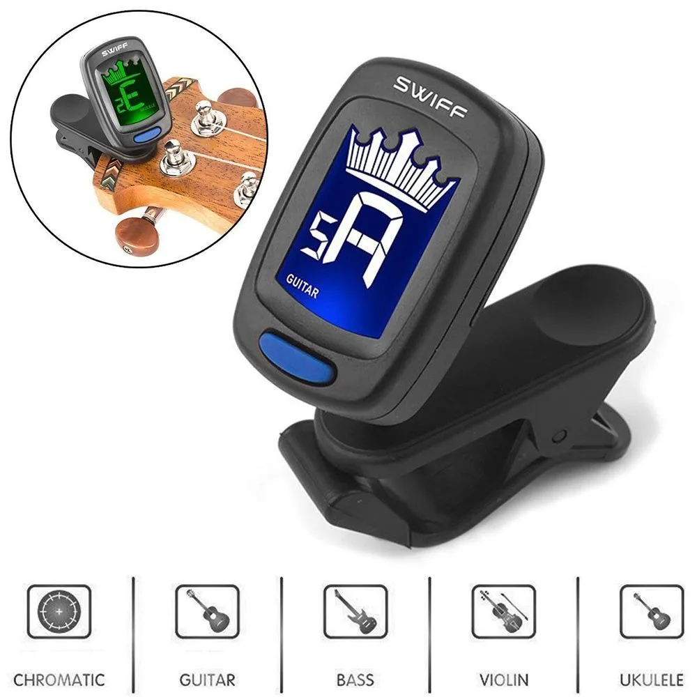 Цифровой клипсовый Электрический тюнер для гитары хроматический бас скрипка
