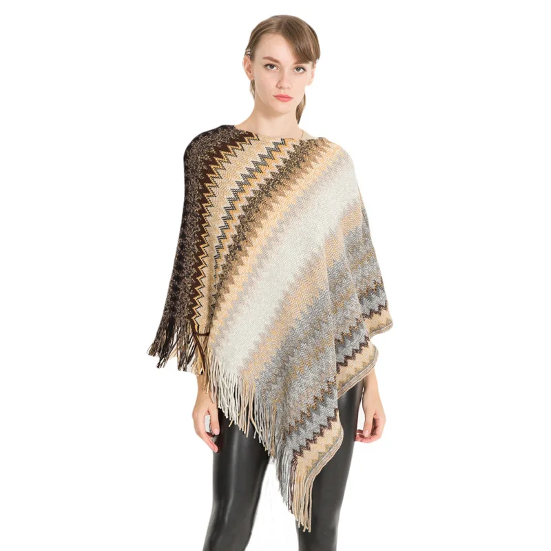 Высокое качество пончо Европейская и американская мода вязаная накидка шаль