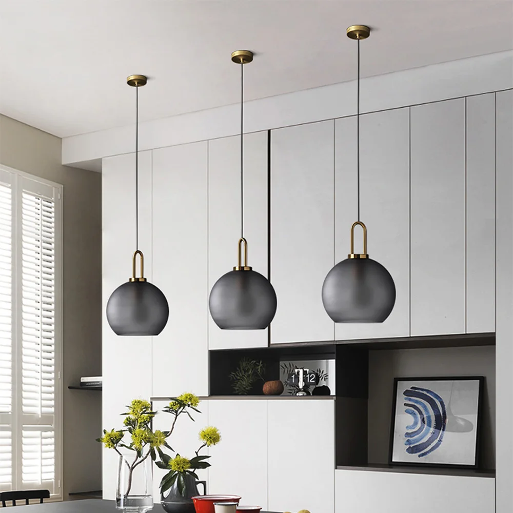 

Led Postmodern ins Pendant Lights Luxury Restaurant Lamps Nordic Bar Bedroom Bedside Glass Ball Single Hanging Lamp