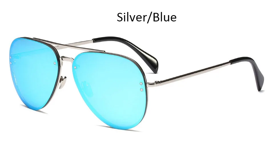 Silver Blue Зеркальные Солнцезащитные очки для женщин, золотые, модные, брендовые, розовые, женские солнцезащитные очки, Ретро стиль, без оправы, сплав, мужские солнцезащитные очки oculos - Цвет линз: Silver Blue