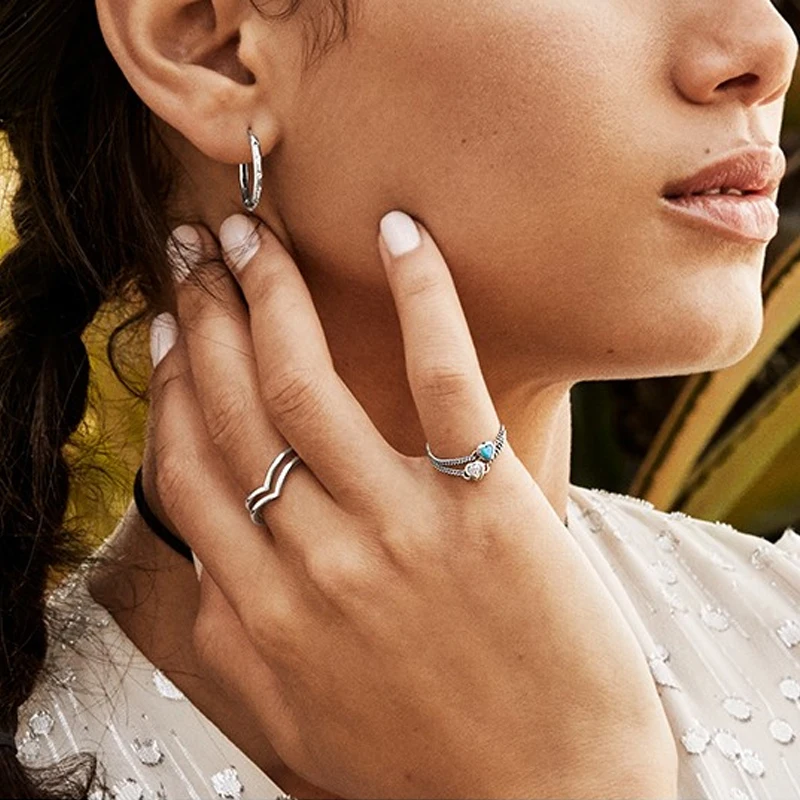 

Fashionable pandora bright throbbing heart ladies ring Valentine's Day With Free Box