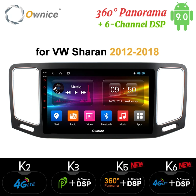 Ownice Android 9 0 Octa Core Для VW Sharan 2012 - 2017 2018 k3 k5 k6 Автомагнитола DVD 4 Гб ОЗУ 64 ПЗУ 360 Пано