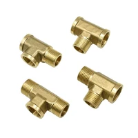 male 12 tee connector brass female plumbing t type 3 way pipe fitting adapter coupler connector for water 6pcs