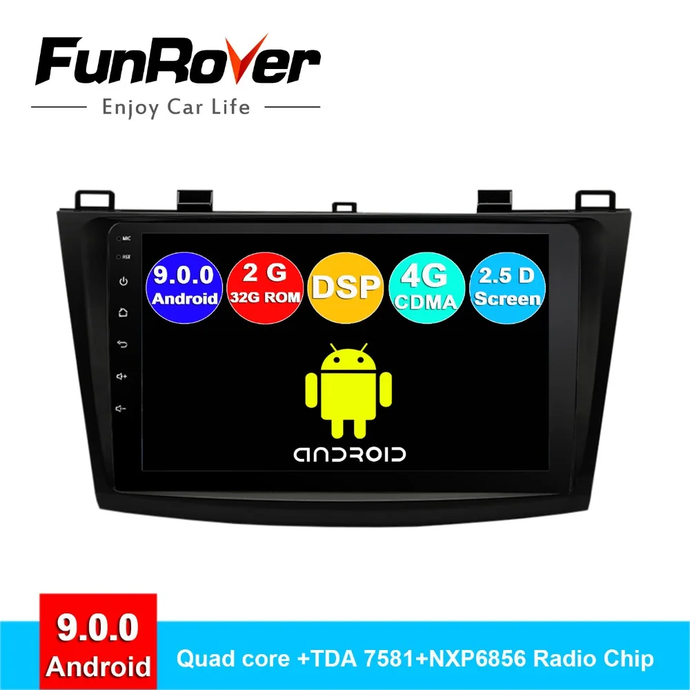 FUNROVER android 9 0 2.5D + IPS автомобильный dvd мультимедийный плеер для Mazda 3 2010 2013 Axela радио gps