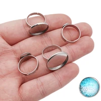 10pcslot stainless steel adjustable ring settings blank base fit 6 8 10 12 20 25mm glass cabochons buttons accessories