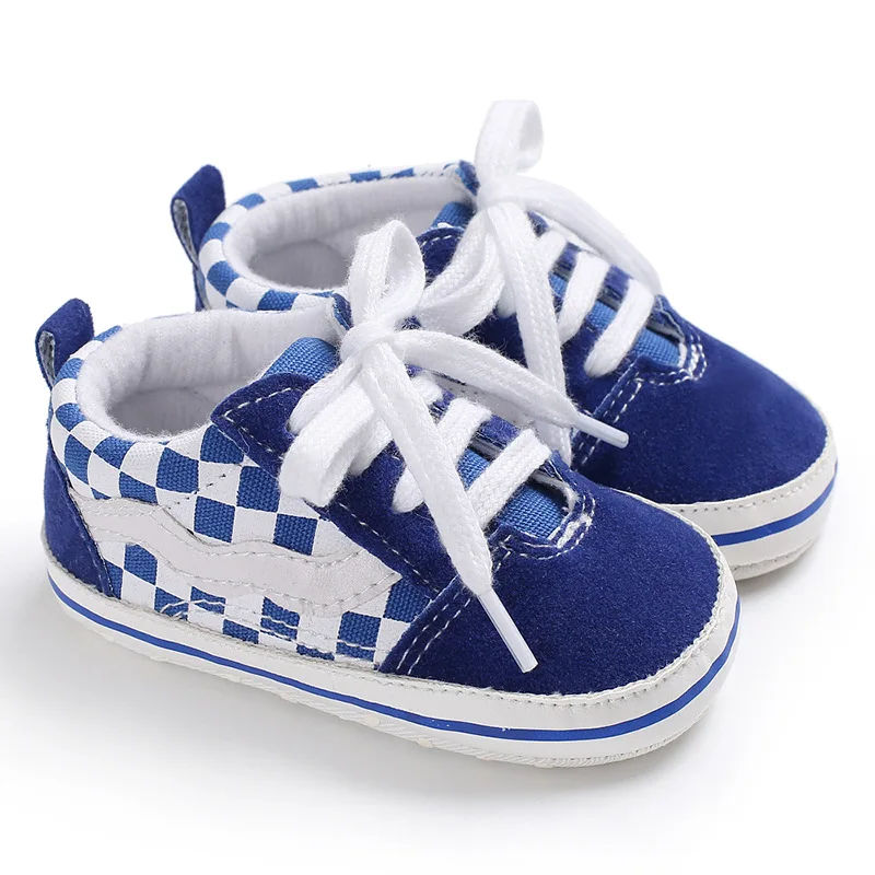 

0-18 Month Baby Boy Girls Casua Non-slip PU Crib Lace-Up Sport Shoes First Walkers Newborn Soft Bottom Lattice Toddler Shoes