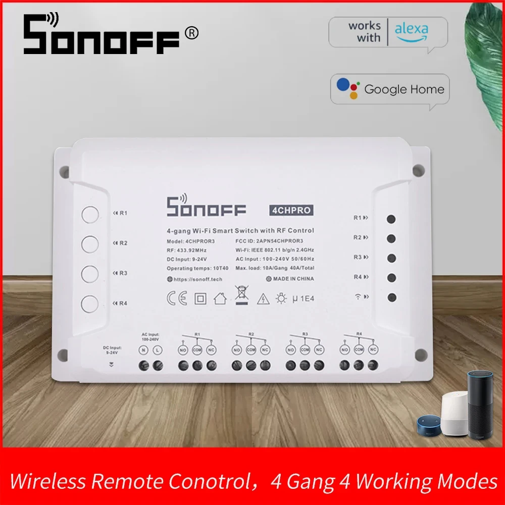 Itead Sonoff 4CH Pro R3 переключатель Wi Fi Умный дом 4 Gang режима работы DIY 433 МГц RF умный