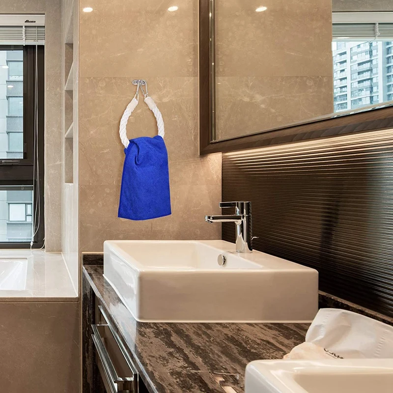 

Toilet Paper Holder Rope Set, Antique Industrial Wall-Mounted Bath Towel Rack, Retro Hemp Rope Bath Towel Rings