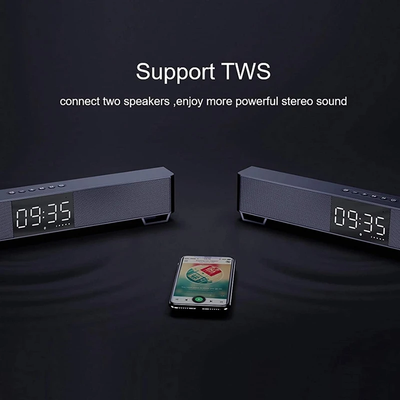 

Bluetooth Soundbar,Wireless Bluetooth 5.0 Support TWS Speaker Stereo Sound Bar for PC Desktop, Tablet - Black