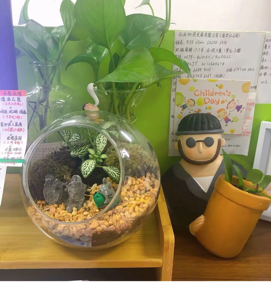 Florero de resina personaje de dibujos animados maceta cara humana florero suculento arreglo повязка на голову sala de estar dormitorio