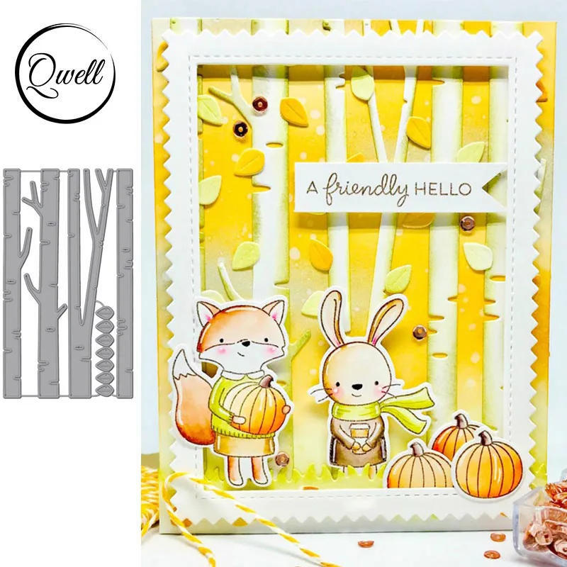 Металлические штампы QWELL в виде ствола дерева для скрапбукинга и изготовления