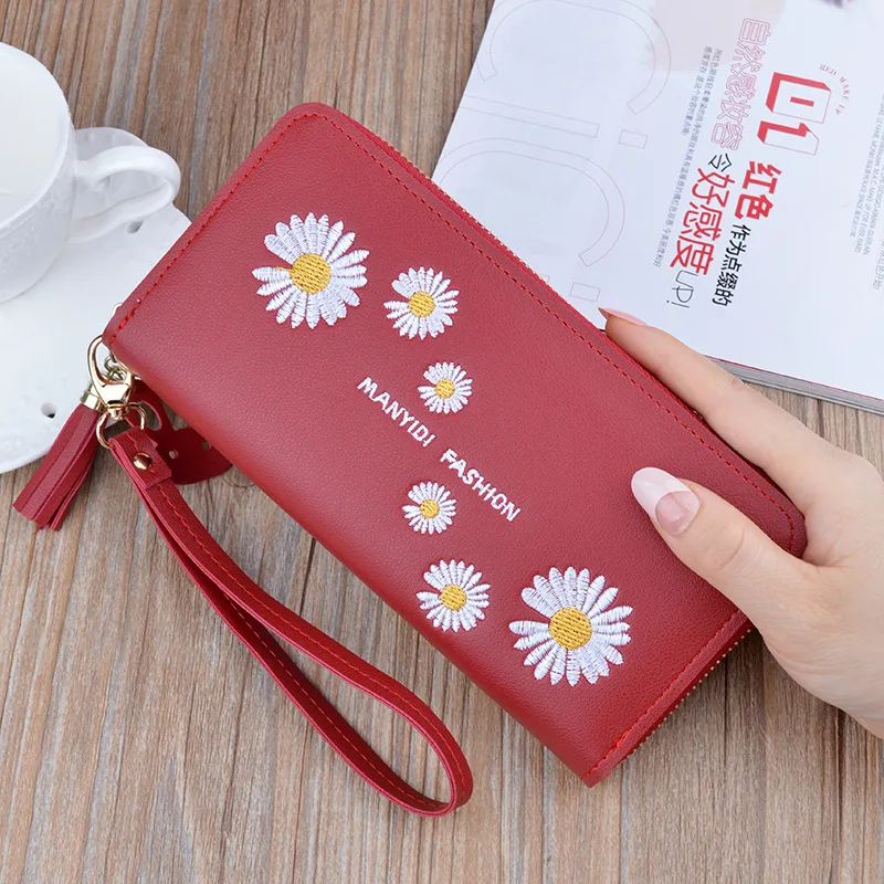 2020 new small daisy wallet women long zipper Korean fashion wallet women large change mobile phone bag